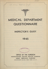Medical Department questionnaire: inspector's guide, 1945