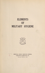 Elements of military hygiene