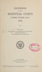 Handbook of the Hospital Corps, United States Navy, 1939 (Text)