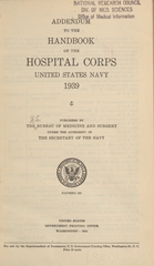 Handbook of the Hospital Corps, United States Navy, 1939 (Supplement)