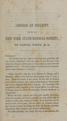 Address on insanity before the New York State Medical Society