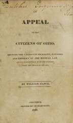 An appeal to the citizens of Ohio: showing the unconstitutionality, injustice and impolicy of the medical law, and its inconsistency with the interest, spirit, and genius of the age