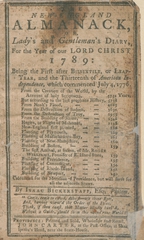 The New-England almanack, or, Lady's and gentleman's diary: for the year of our Lord Christ 1789 ... ; calculated for the meridian of Providence