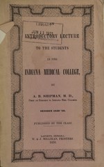 An introductory lecture to the students in the Indiana Medical College: session 1849 '50