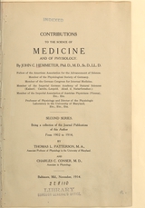 Contributions to the science of medicine and of physiology