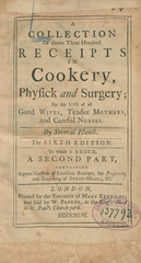A collection of above three hundred receipts in cookery, physick and surgery: for the use of all good wives, tender mothers, and careful nurses