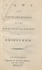 Laws and list of the members of the Royal Medical Society of Edinburgh