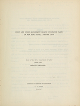 Union and union-management health insurance plans in New York State, January, 1949