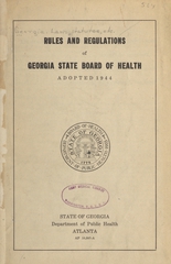 Rules and regulations of Georgia State Board of Health: adopted 1944