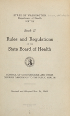 Rules and regulations of the State Board of Health. Book 2, Control of communicable and other diseases dangerous to the public health