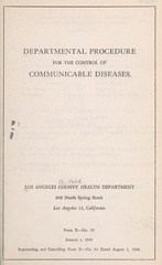 Departmental procedure for the control of communicable diseases