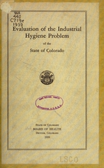 Evaluation of the industrial hygiene problem of the State of Colorado
