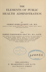 The elements of public health administration