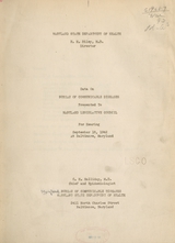 Data on Bureau of Communicable Diseases: presented to Maryland Legislative Council for hearing, September 18, 1942 at Baltimore, Maryland