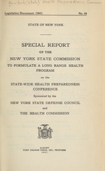 Special report of the New York State Commission to Formulate a Long Range Health Program on the State-Wide Health Preparedness Conference