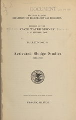 Activated sludge studies, 1920-1922