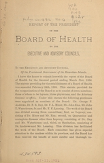 Report of the President of the Board of Health to the Executive and Advisory Councils
