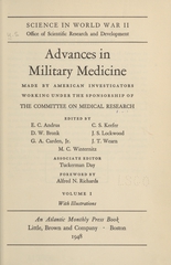 Advances in military medicine: advances in military medicine made by American investigators working under the sponsorship of the Committee on Medical Research (Volume 1)