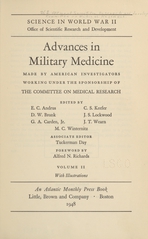 Advances in military medicine: advances in military medicine made by American investigators working under the sponsorship of the Committee on Medical Research (Volume 2)