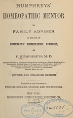 Humphreys' homeopathic mentor, or, Family adviser in the use of Humphreys' homeopathic remedies