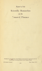 Report of the scientific researches on the venereal diseases