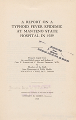 A report on a typhoid fever epidemic at Manteno State Hospital in 1939
