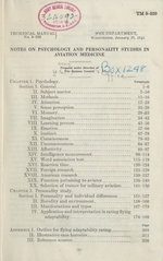 Notes on psychology and personality studies in aviation medicine