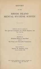 Report of the Rhode Island mental hygiene survey