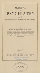 Manual of psychiatry for the medical student and general practitioner