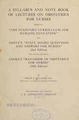 A syllabus and note book of lectures on obstetrics for nurses