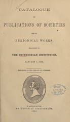 Catalogue of publications of societies and of periodical works belonging to the Smithsonian Institution, January 1, 1866