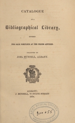 Catalogue of a bibliographical library: offered for sale complete at the prices affixed