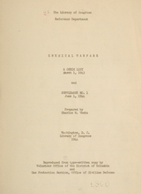 Chemical warfare: a check list, March 1, 1943, and supplement no 1, June 1, 1944