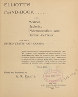 Elliott's hand-book of medical, hygienic, pharmaceutical and dental journals of the United States and Canada