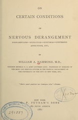On certain conditions of nervous derangement: somnambulism, hypnotism, hysteria, hysteroid affections, etc