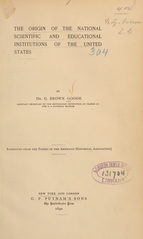 The origin of the national scientific and educational institutions of the United States
