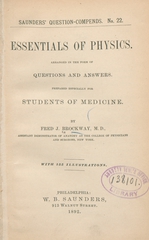 Essentials of physics: arranged in the form of questions and answers : prepared especially for students of medicine