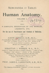 Memoranda and tables of human anatomy: Volume I : being a complete description of the muscles, ligaments, etc. for the use of practitioners and students of medicine