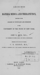 Lectures on materia medica and therapeutics: delivered in the College of Physicians and Surgeons of the University of the State of New York