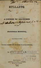 Syllabus of a course of lectures on the materia medica: delivered in the Medical College of the State of South-Carolina