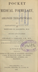 Pocket medical formulary, arranged therapeutically