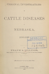 Original investigations of cattle diseases in Nebraska, 1886-1888