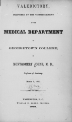 Valedictory, delivered at the commencement of the Medical Department of Georgetown College: March 3, 1862