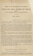 Report of the proceedings of the meeting of state-and-local-boards-of-health: held in the Y.M.C.A. building, Columbus, O., Jan. 24 and 25, 1895