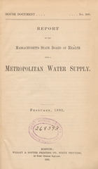 Report of the Massachusetts State Board of Health upon a metropolitan water supply