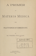 A primer of materia medica for practitioners of homoeopathy