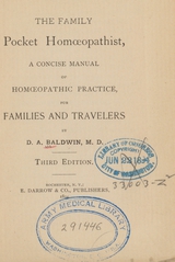 The family pocket homoeopathist: a concise manual of homoeopathic practice, for families and travelers