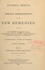 Materia medica and special therapeutics of the new remedies