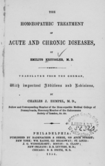 The homoeopathic treatment of acute and chronic diseases