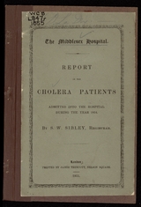 Report on the cholera patients admitted into the hospital during the year 1854